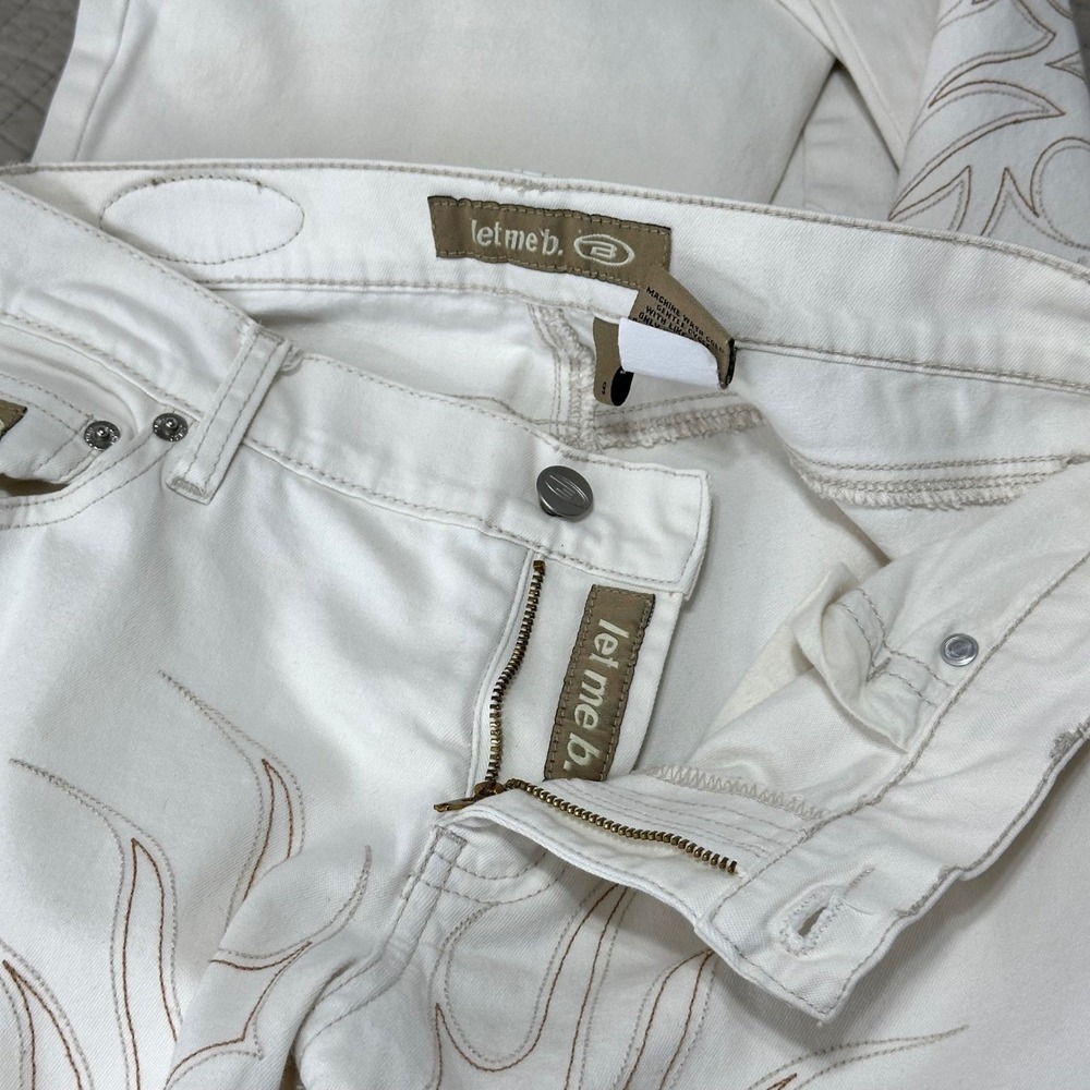 Vintage Y2K Bongo White Flame Flare Low Rise Denim Jeans Grudge Women's 9 S/M
